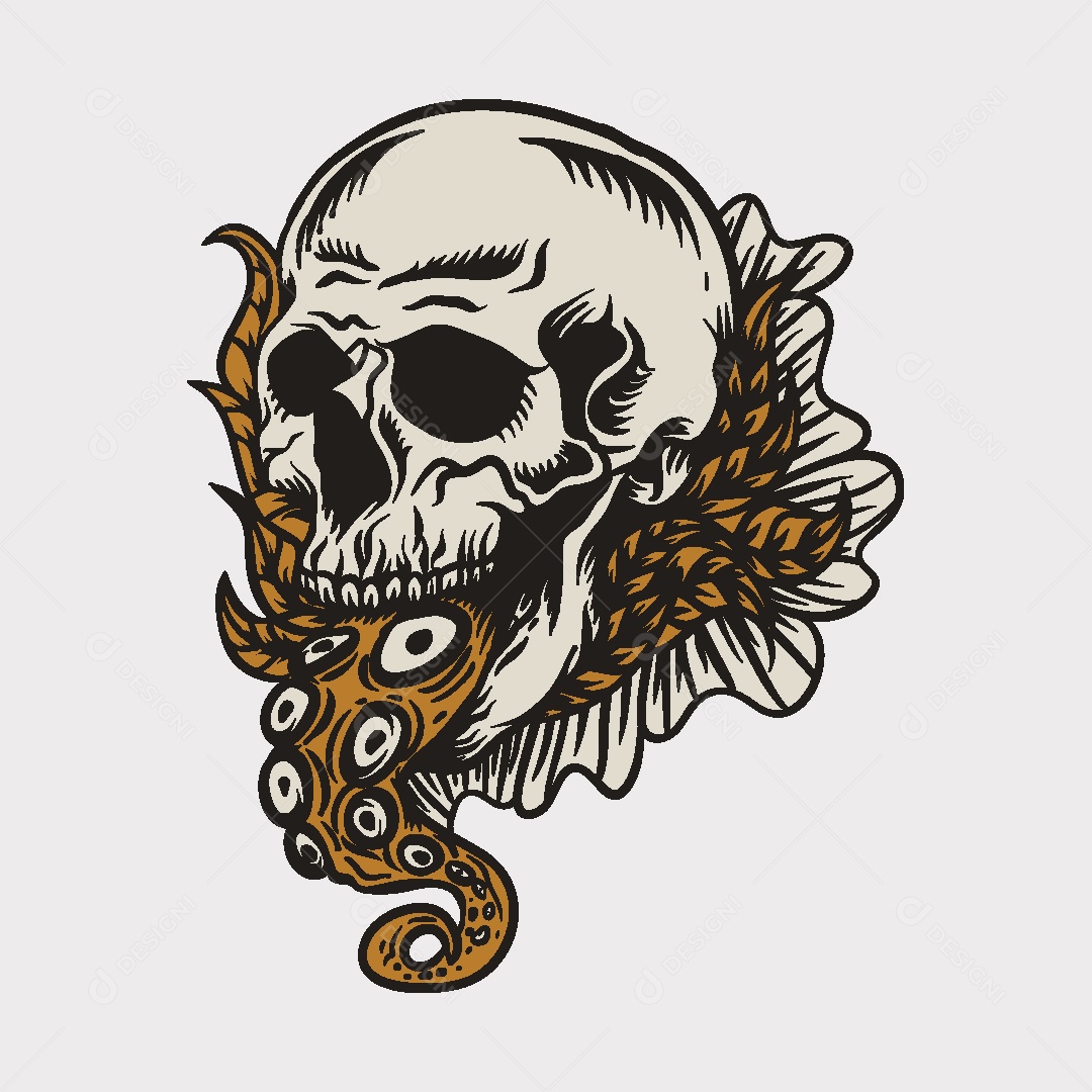 Estampa de Caveira Ilustração Vetor EPS