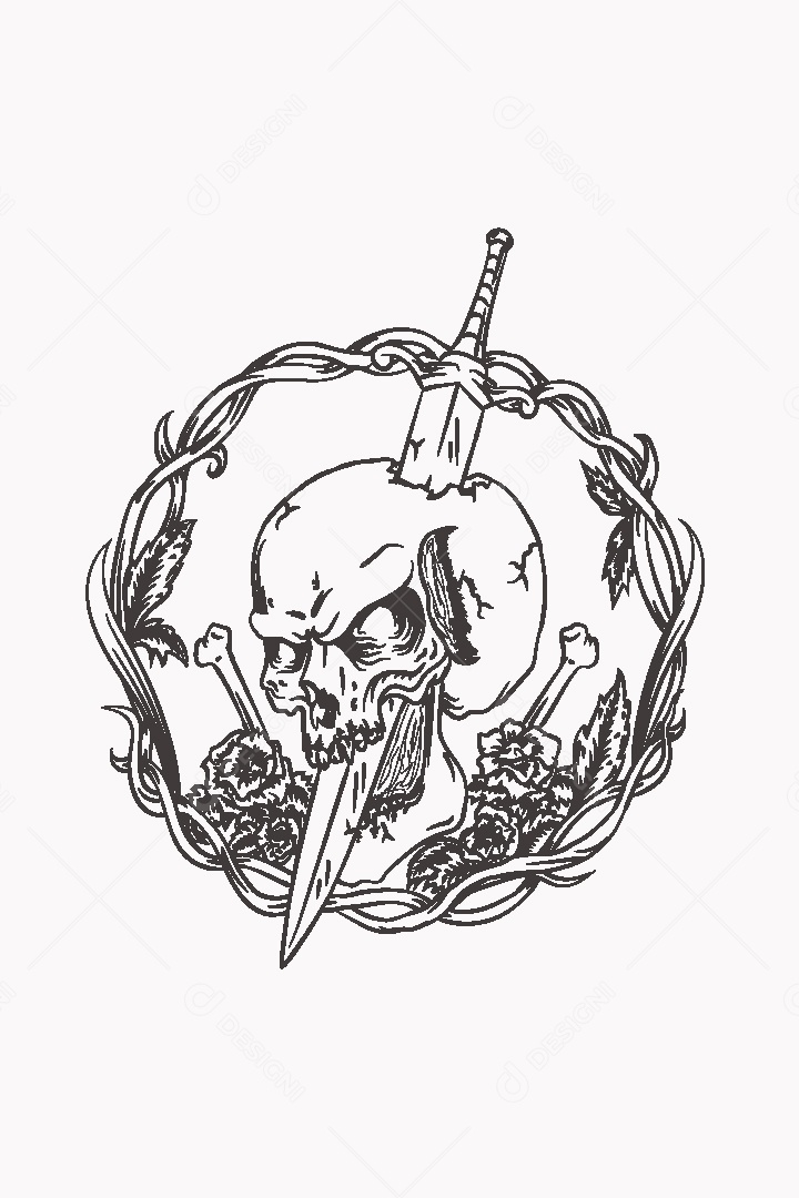 Estampa de Caveira Ilustração Vetor EPS