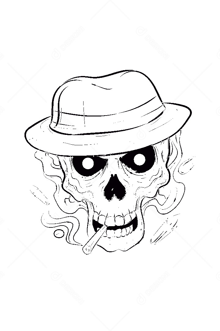 Estampa de Caveira Ilustração Vetor EPS