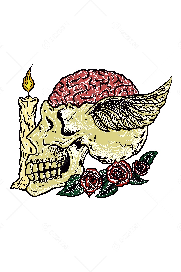 Estampa de Caveira Ilustração Vetor EPS