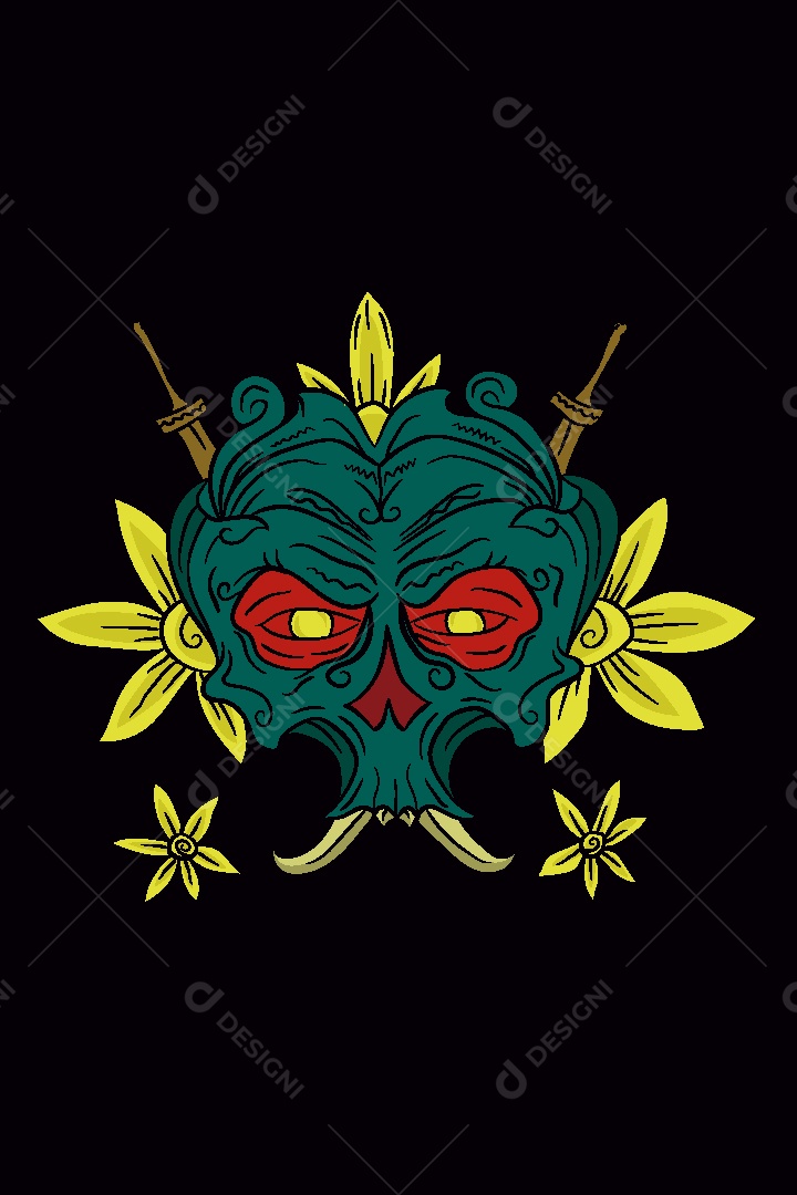 Estampa de Caveira Ilustração Vetor EPS