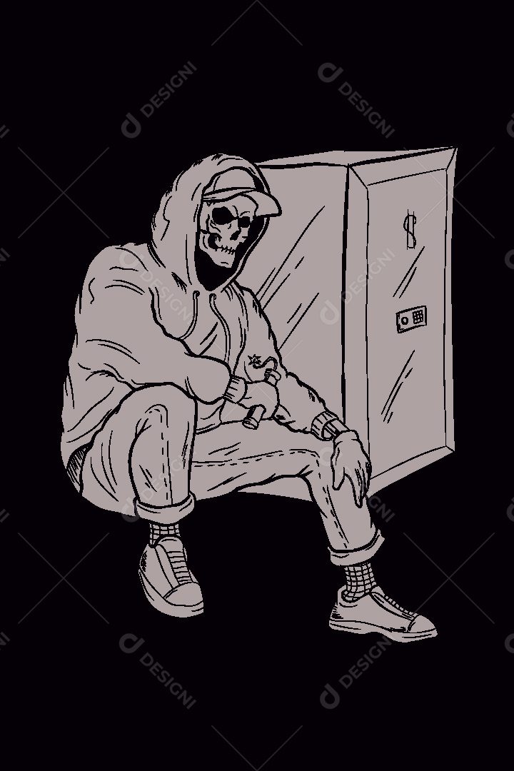 Estampa de Caveira Ilustração Vetor EPS