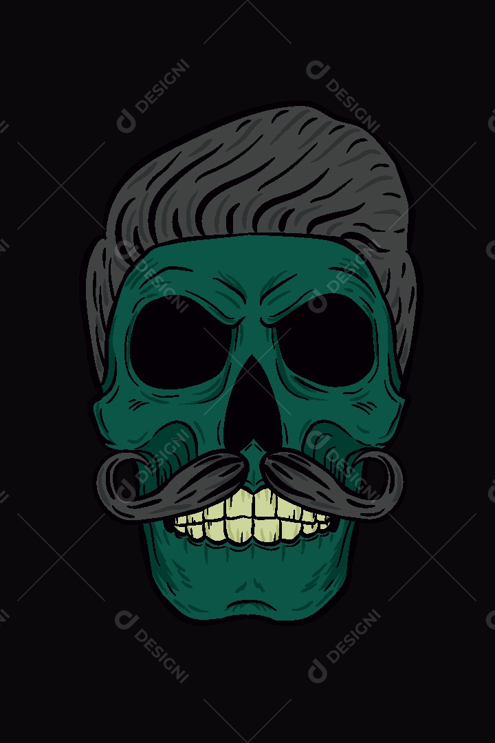 Estampa de Caveira Ilustração Vetor EPS