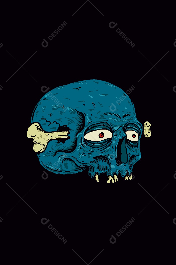 Estampa de Caveira Ilustração Vetor EPS