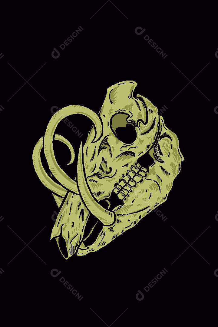 Estampa de Caveira Animal Ilustração Vetor EPS
