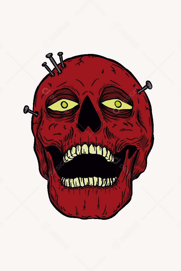 Estampa de Caveira Ilustração Vetor EPS