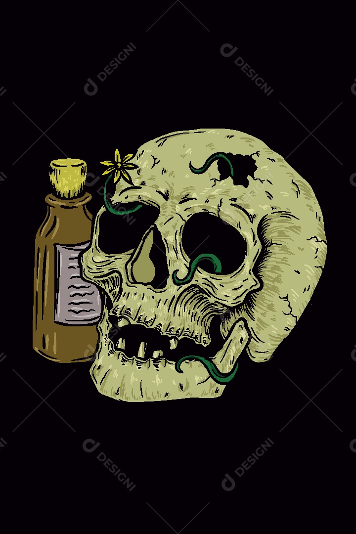 Estampa de Caveira Ilustração Vetor EPS