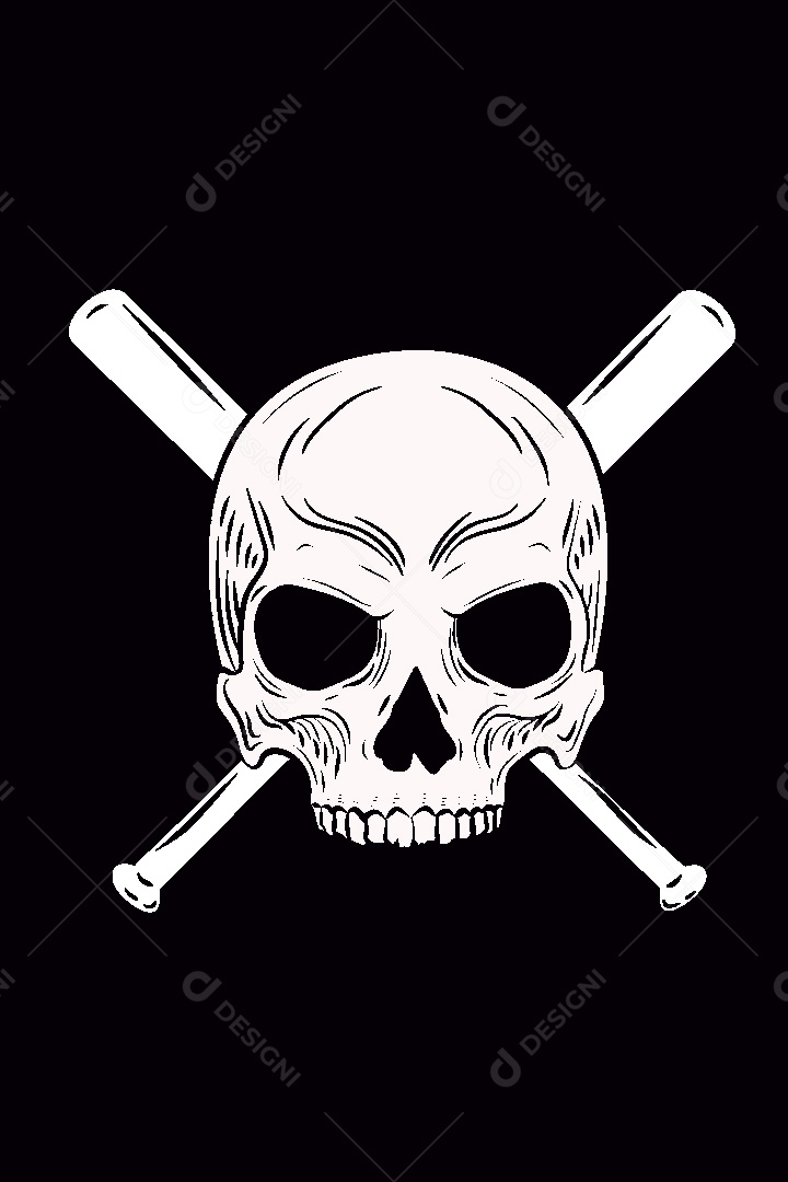 Estampa de Caveira Ilustração Vetor EPS