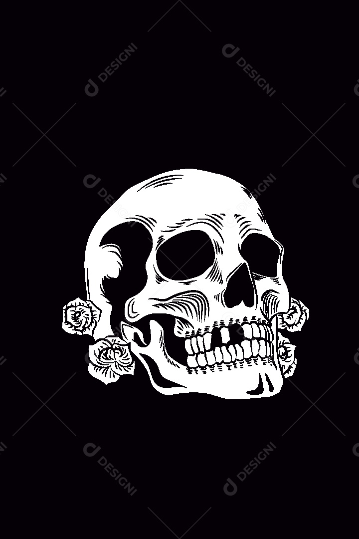 Estampa de Caveira Ilustração Vetor EPS