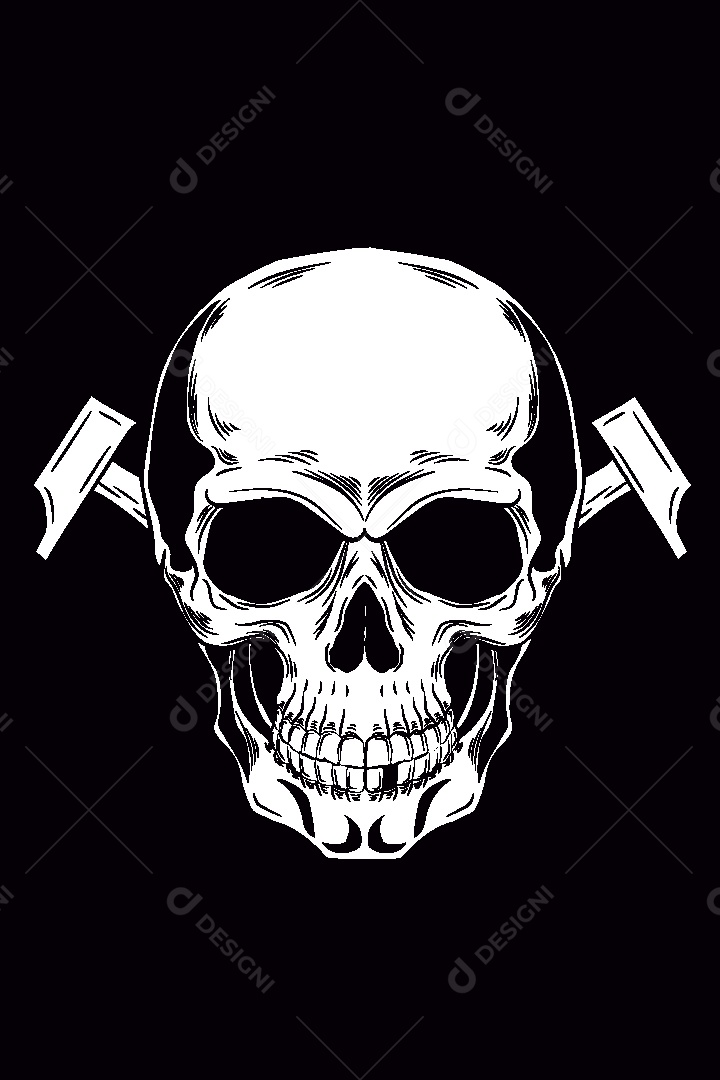 Estampa de Caveira Ilustração Vetor EPS
