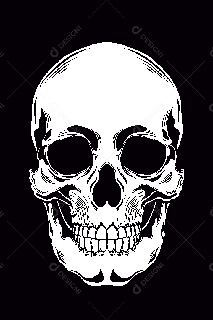 Estampa de Caveira Ilustração Vetor EPS