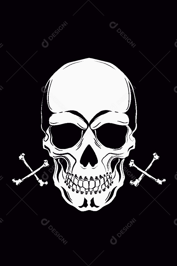 Estampa de Caveira Ilustração Vetor EPS