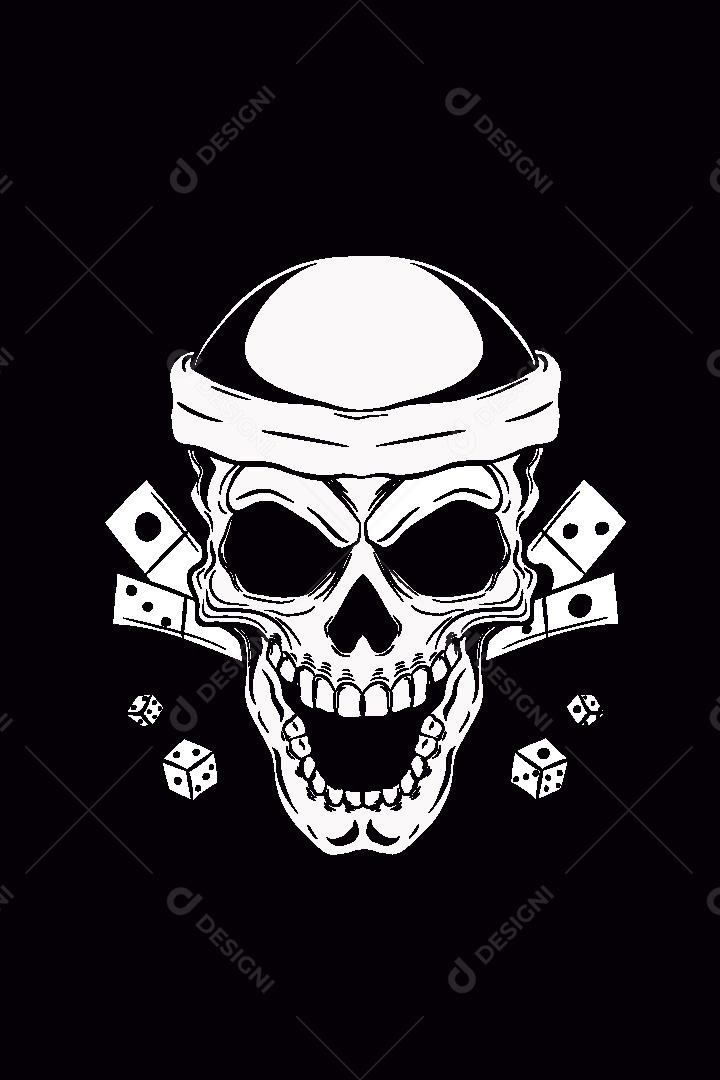 Estampa de Caveira Ilustração Vetor EPS