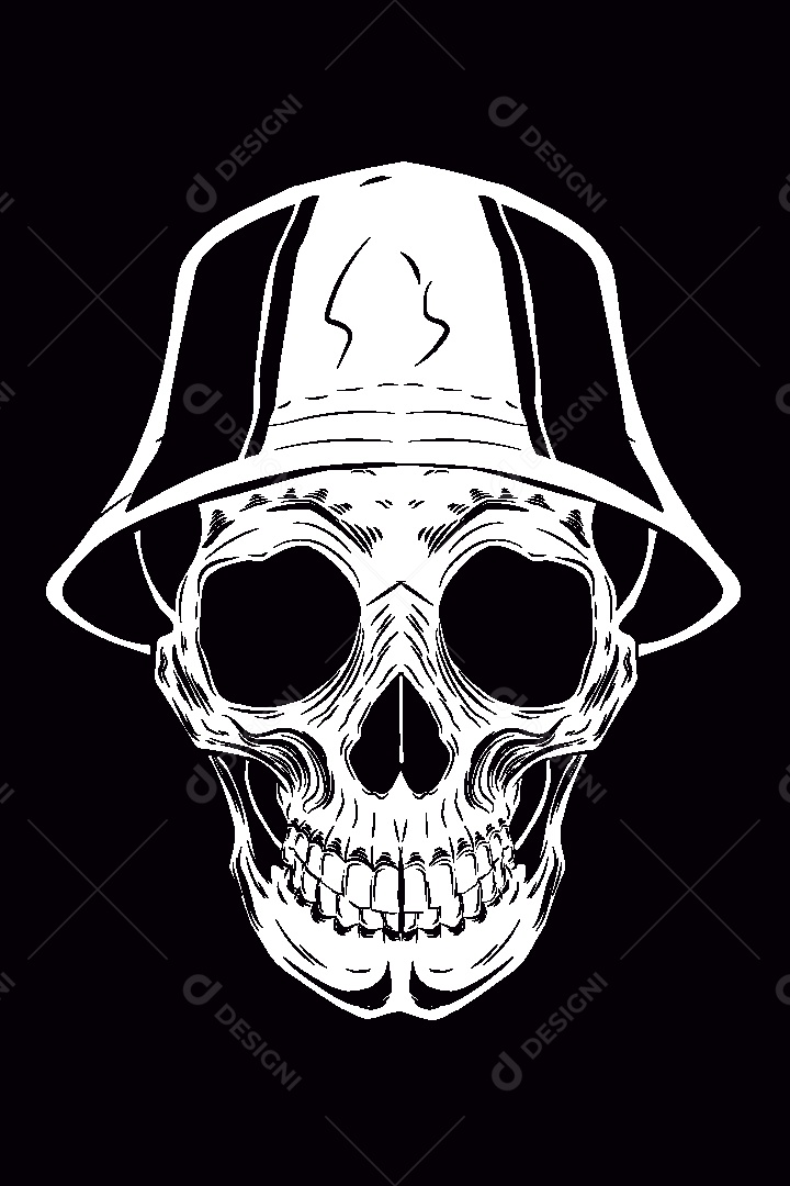 Estampa de Caveira Ilustração Vetor EPS