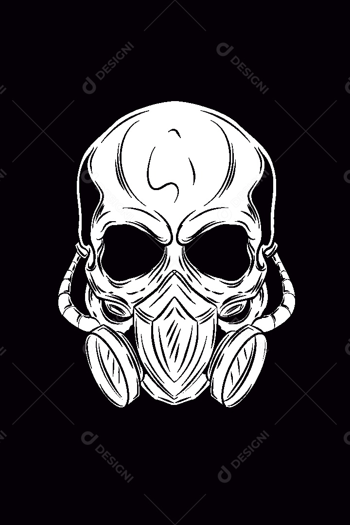 Estampa de Caveira Ilustração Vetor EPS