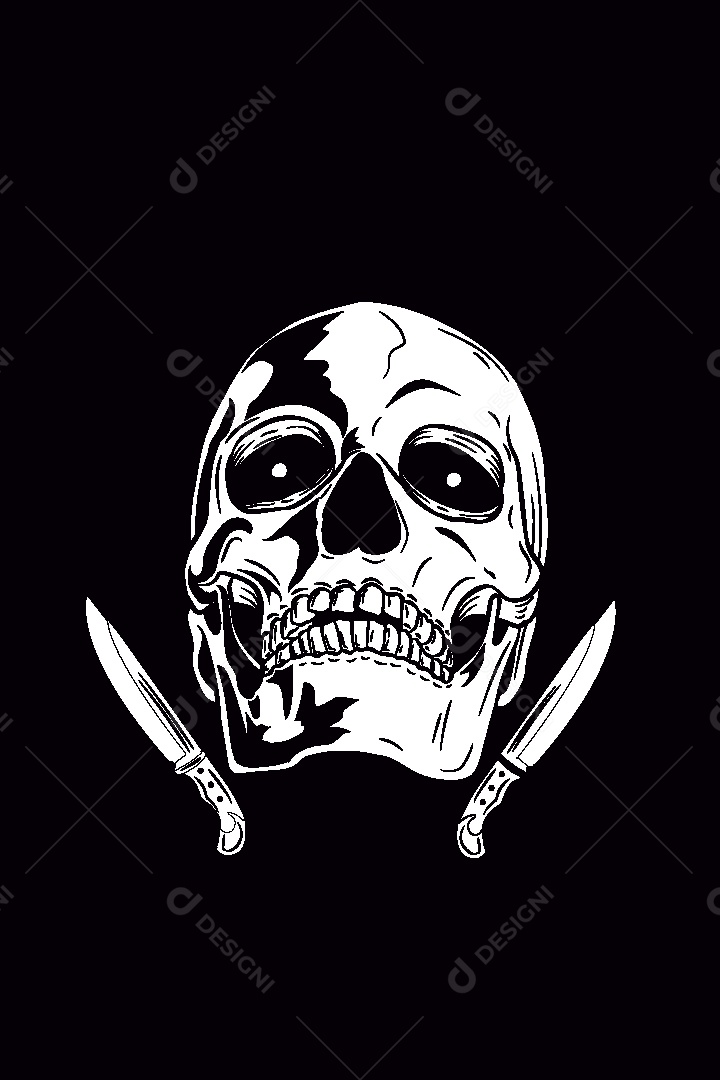 Estampa de Caveira Ilustração Vetor EPS