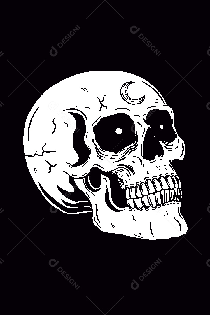 Estampa de Caveira Ilustração Vetor EPS
