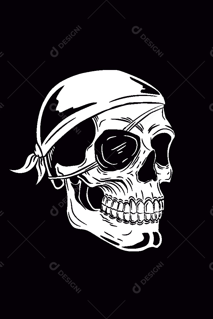 Estampa de Caveira Ilustração Vetor EPS