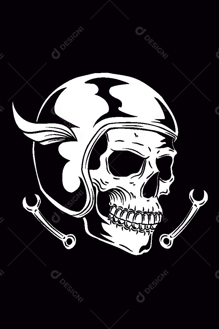 Estampa de Caveira Ilustração Vetor EPS