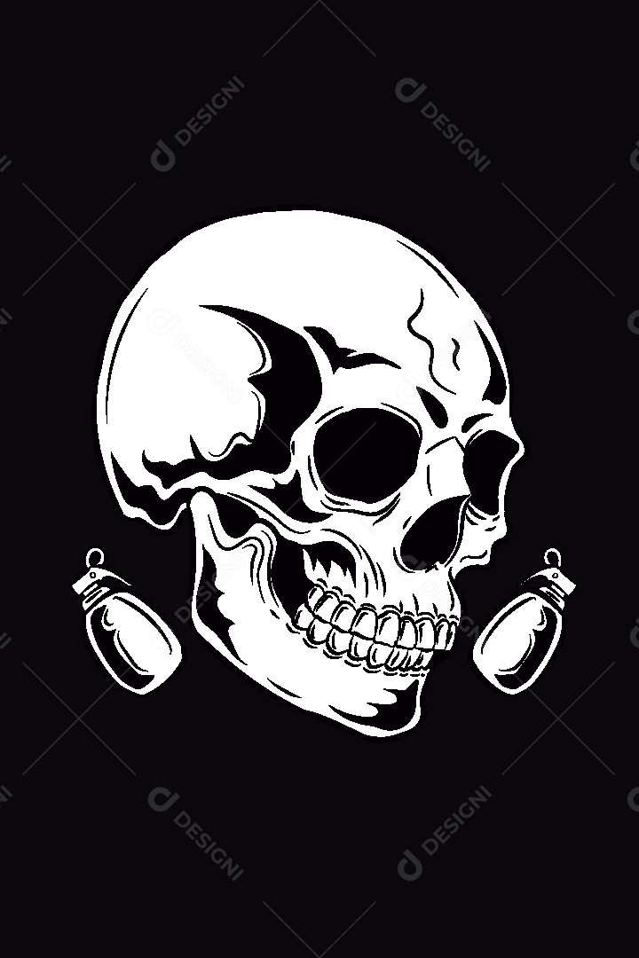 Estampa de Caveira Ilustração Vetor EPS