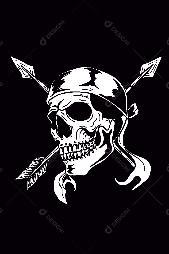 Estampa de Caveira Militar Ilustração Vetor EPS