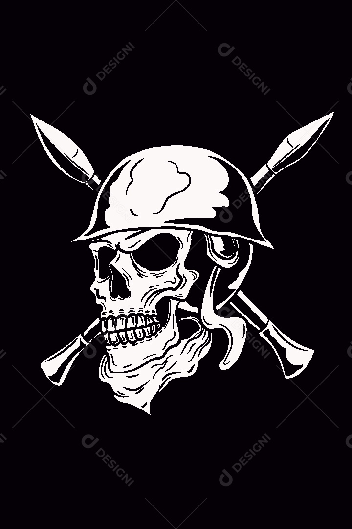 Estampa de Caveira Militar Ilustração Vetor EPS