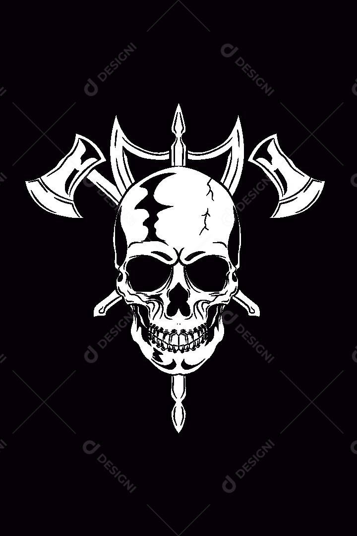 Estampa de Caveira Ilustração Vetor EPS