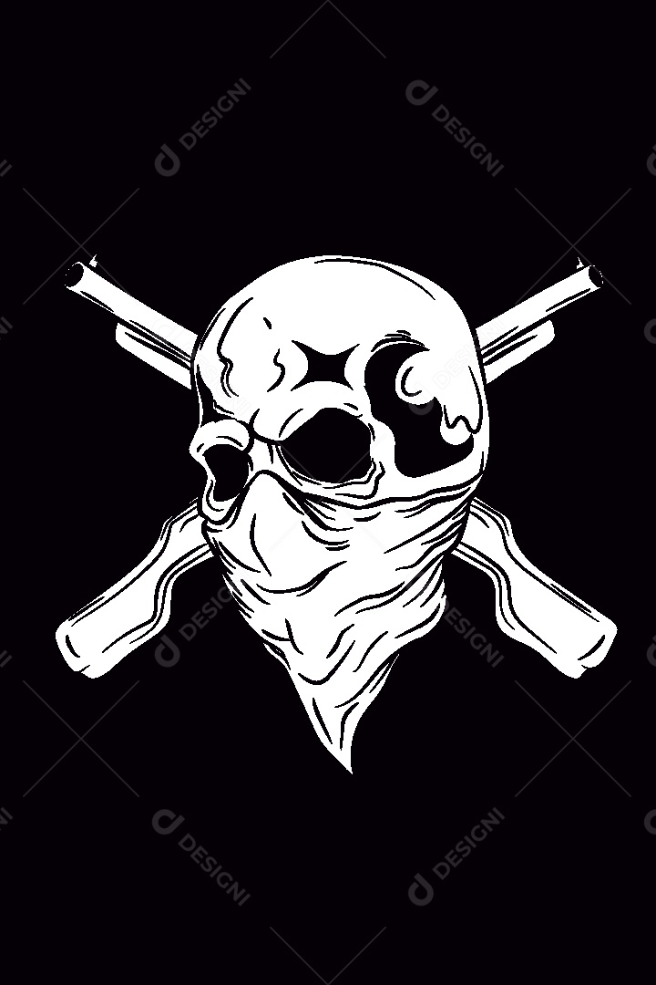 Estampa de Caveira Militar Ilustração Vetor EPS