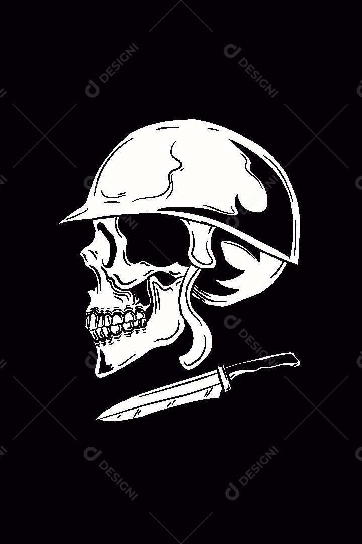 Estampa de Caveira Militar Ilustração Vetor EPS