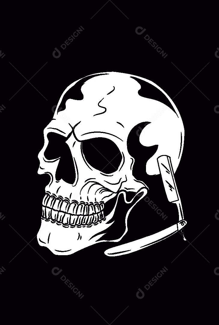 Estampa de Caveira Ilustração Vetor EPS