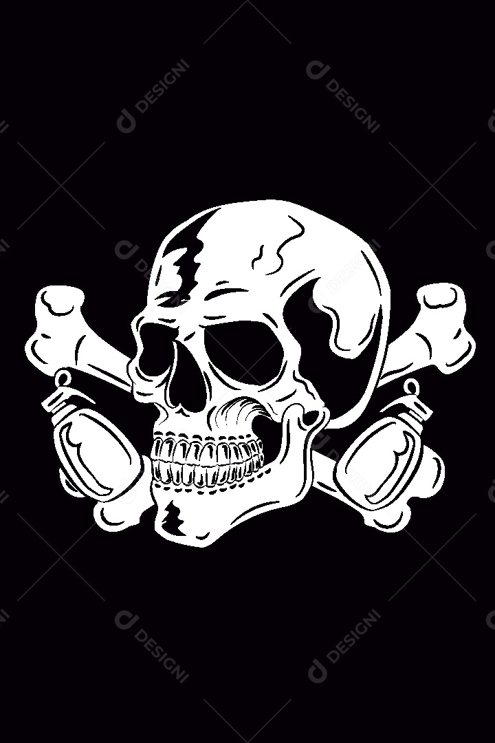 Estampa de Caveira Ilustração Vetor EPS