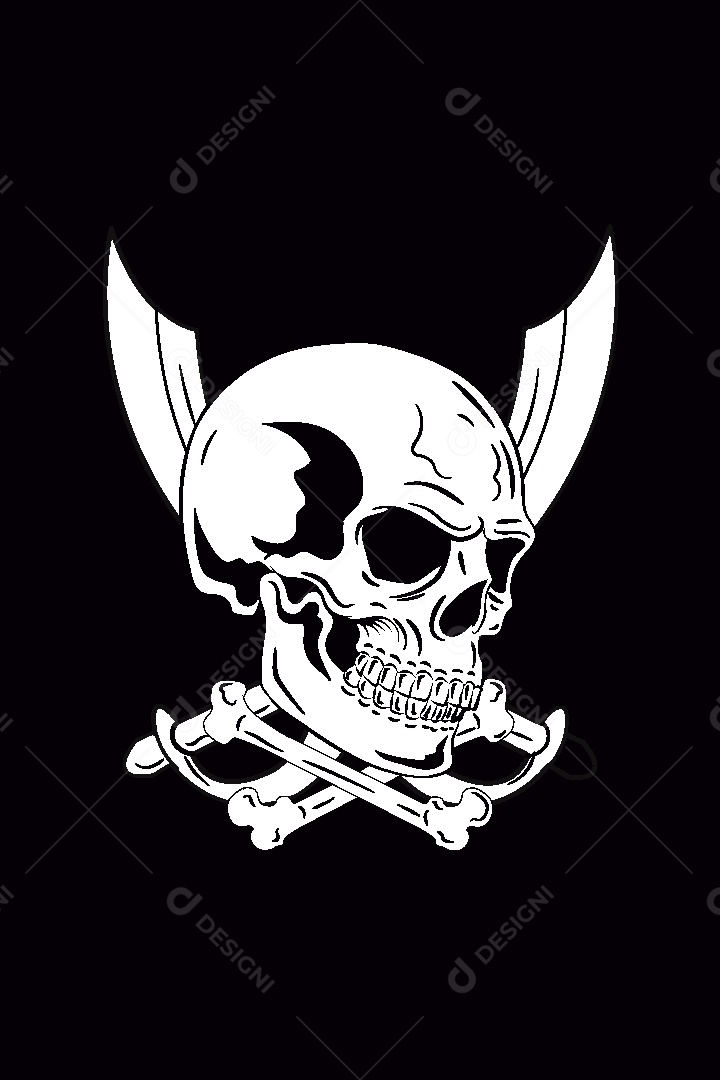 Estampa de Caveira Ilustração Vetor EPS