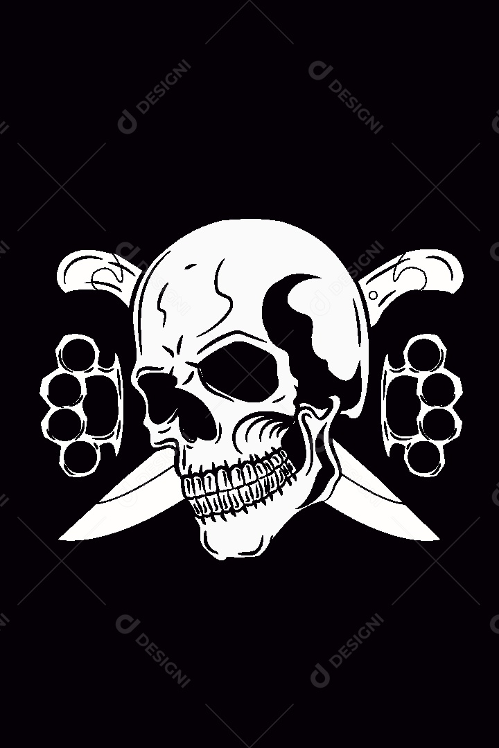 Estampa de Caveira Ilustração Vetor EPS