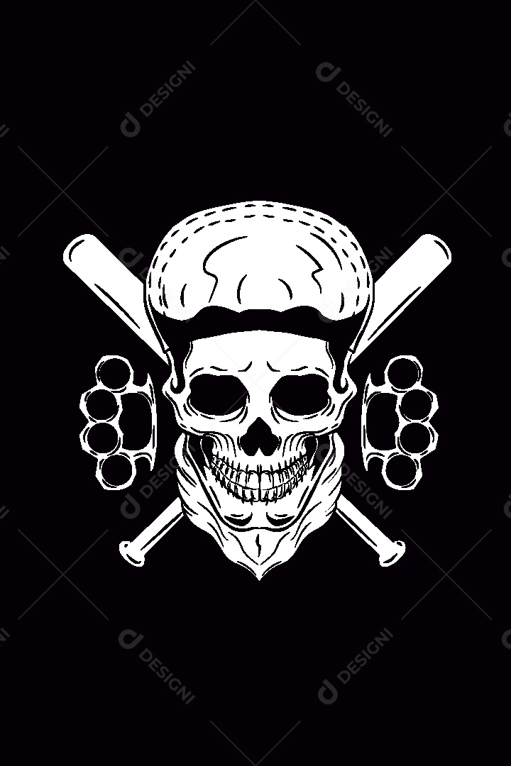 Estampa de Caveira Ilustração Vetor EPS