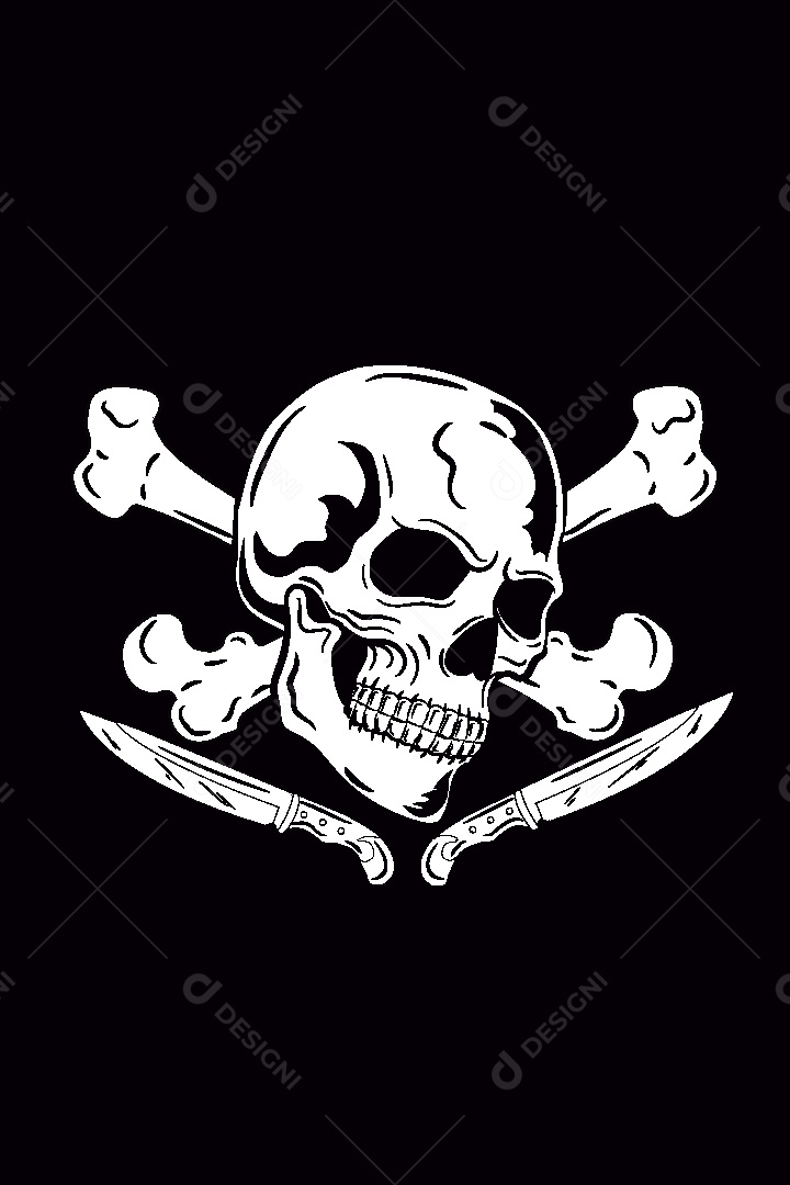 Estampa de Caveira Ilustração Vetor EPS