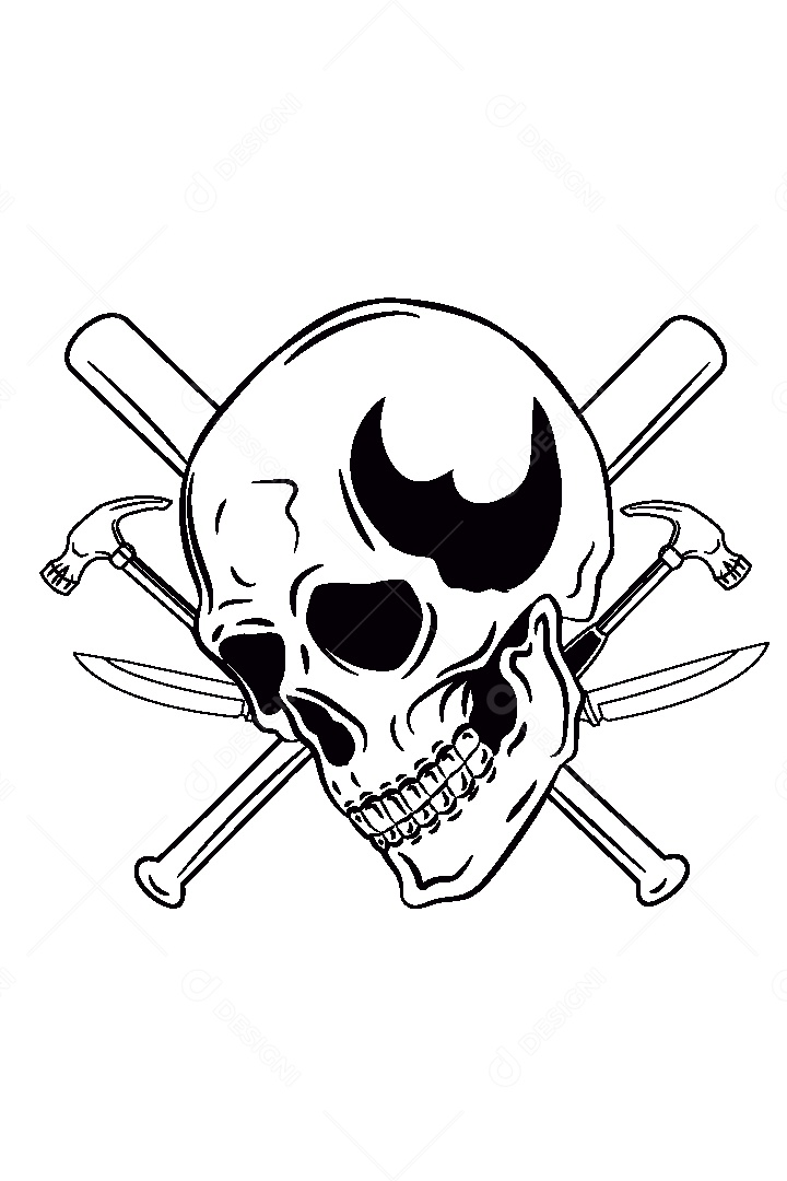 Estampa de Caveira Ilustração Vetor EPS