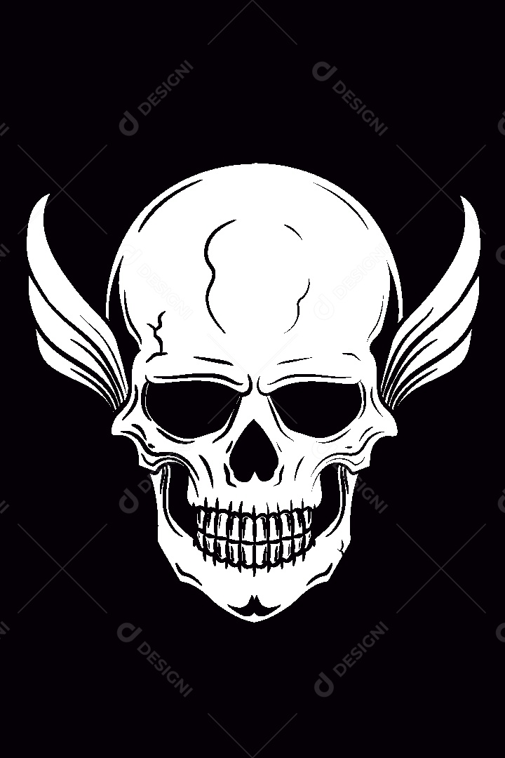 Estampa de Caveira Ilustração Vetor EPS