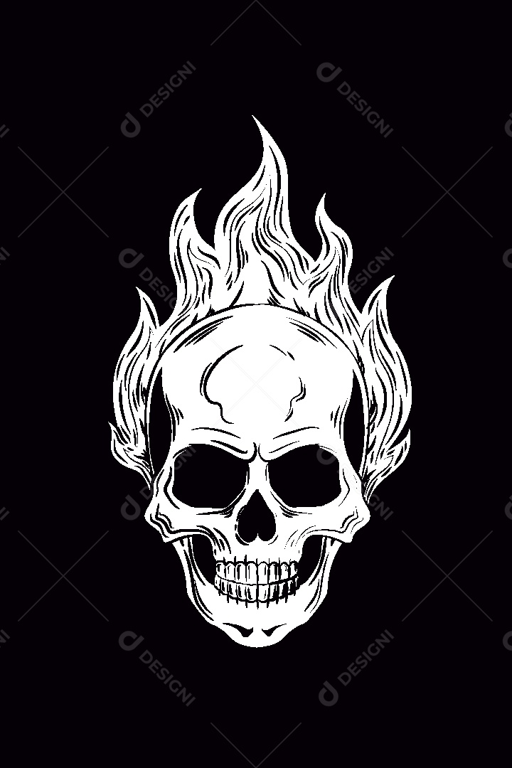 Estampa de Caveira Ilustração Vetor EPS