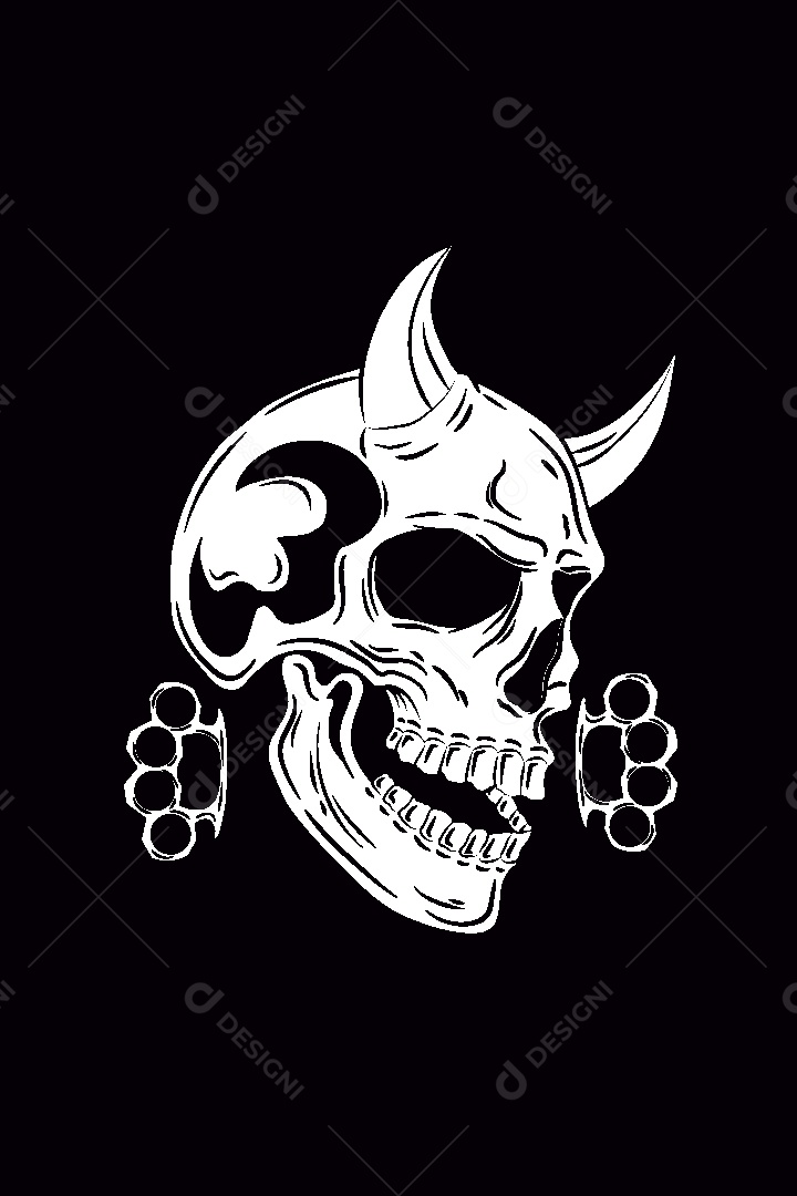 Estampa de Caveira Ilustração Vetor EPS