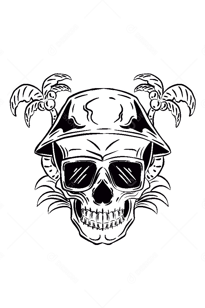 Estampa de Caveira Ilustração Vetor EPS