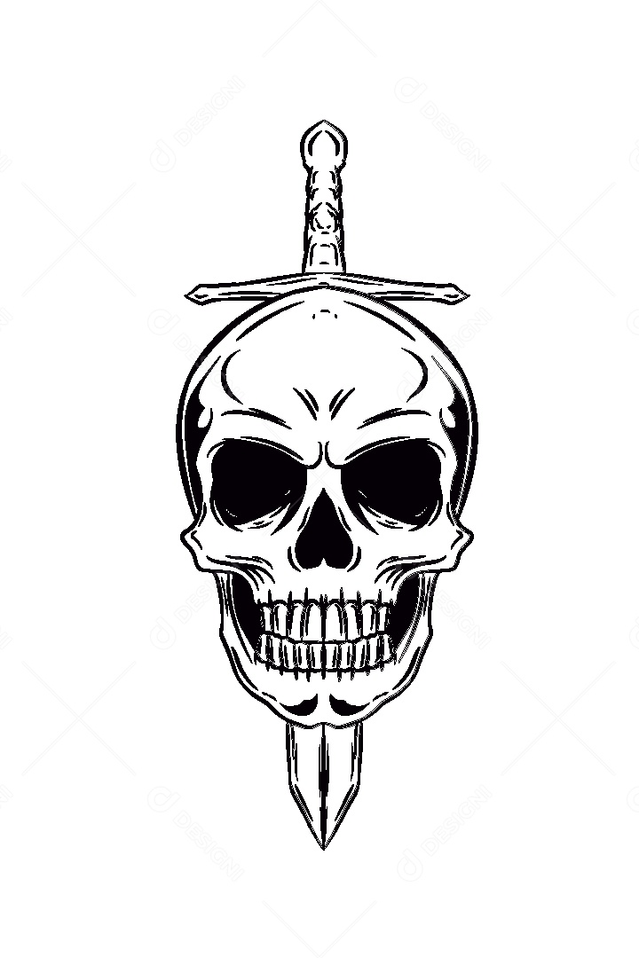 Estampa de Caveira Ilustração Vetor EPS