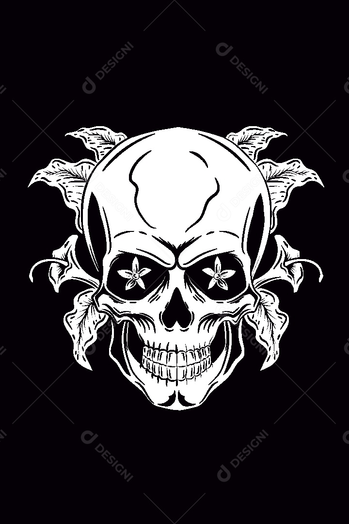 Estampa de Caveira Ilustração Vetor EPS