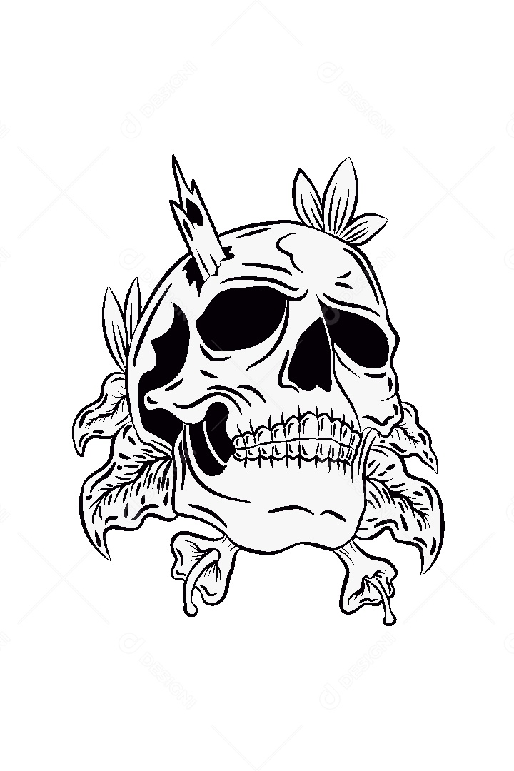 Estampa de Caveira Ilustração Vetor EPS