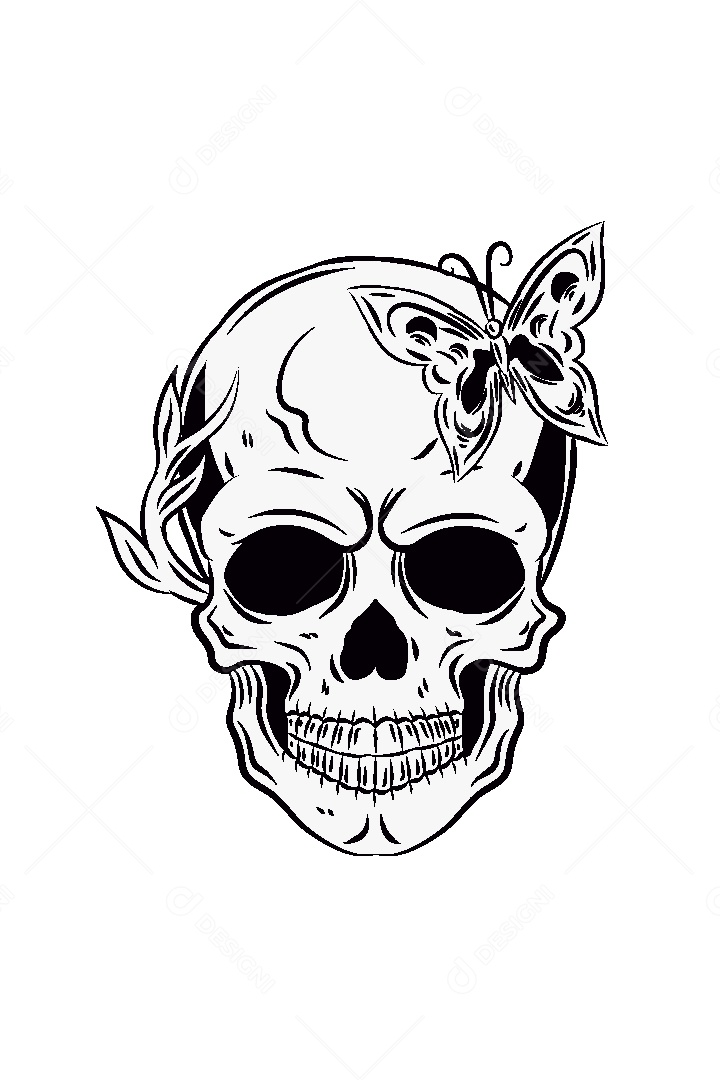 Estampa de Caveira Ilustração Vetor EPS