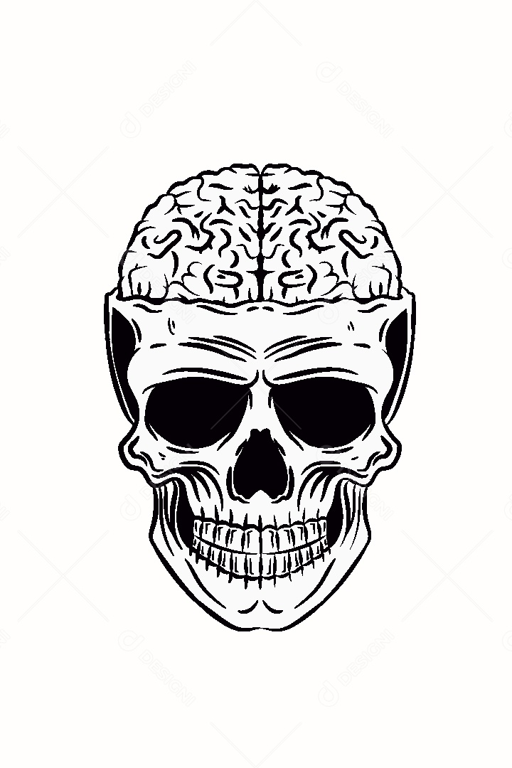 Estampa de Caveira Ilustração Vetor EPS