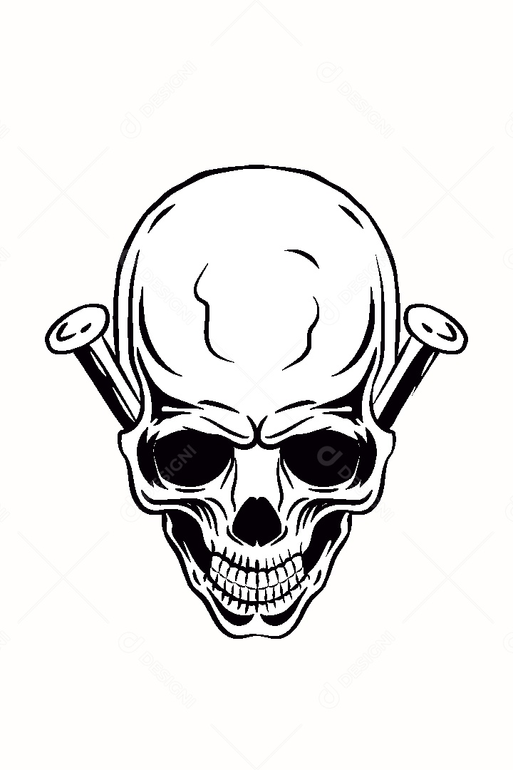 Estampa de Caveira Ilustração Vetor EPS