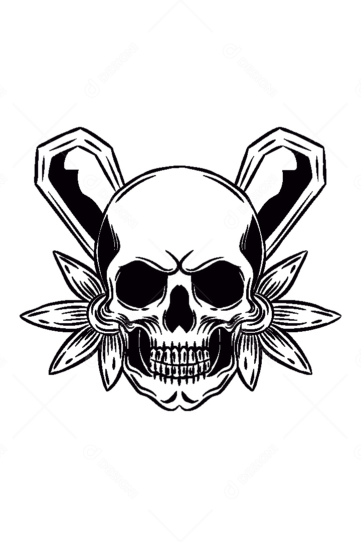 Estampa de Caveira Ilustração Vetor EPS