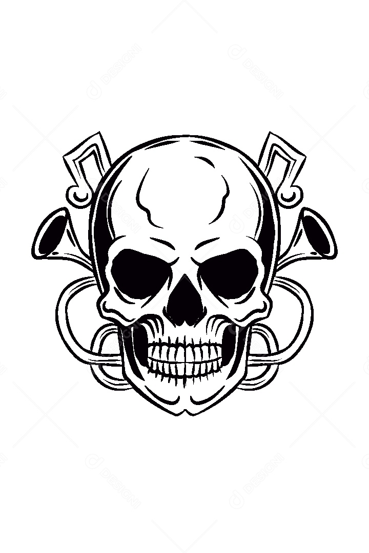 Estampa de Caveira Ilustração Vetor EPS