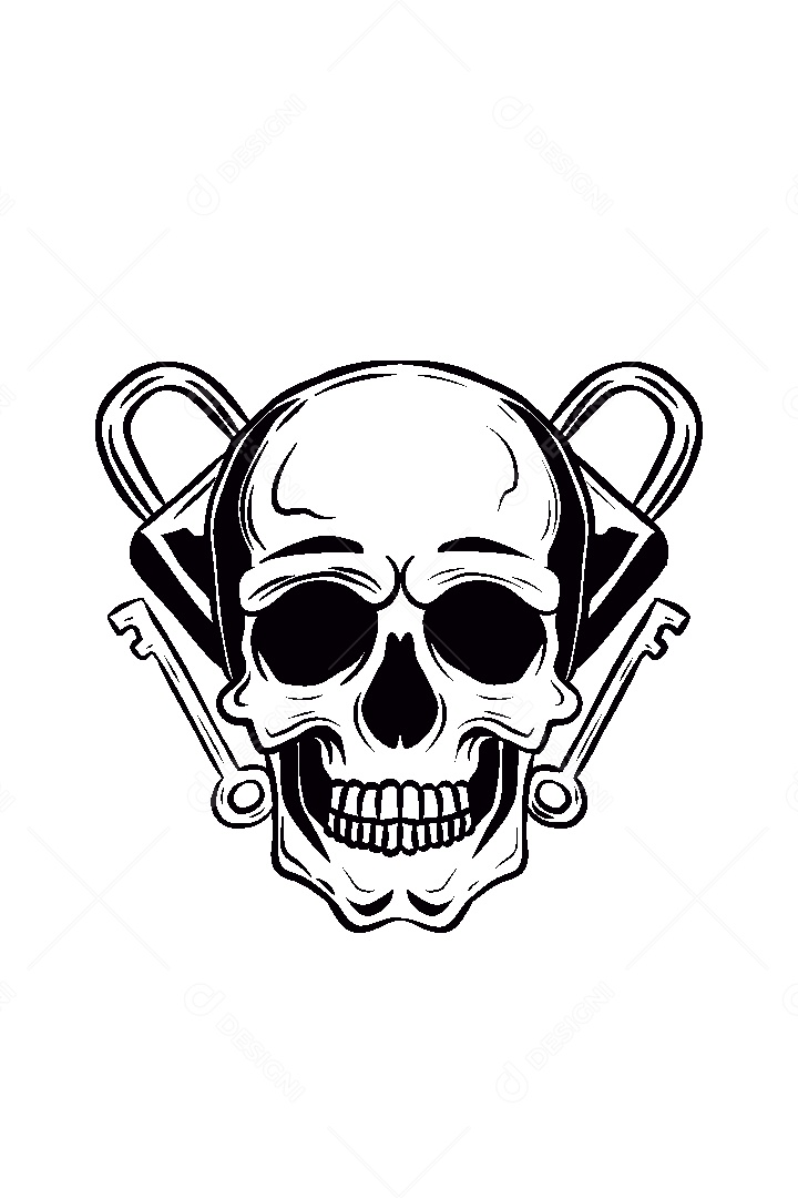 Estampa de Caveira Ilustração Vetor EPS