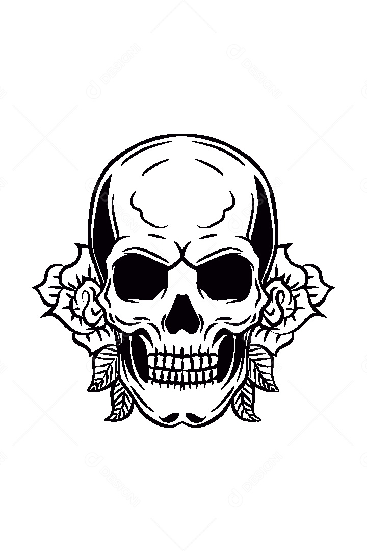 Estampa de Caveira Ilustração Vetor EPS